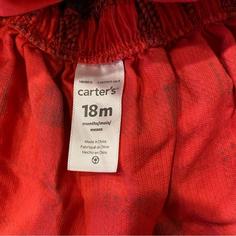 Carters Baby Girl Plaid Suspender Skirt Red Black Holiday 18M Corduroy